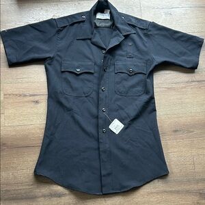 Flying Cross Wool Black Short Sleeve Shirt !! 15.5